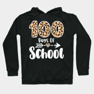 Happy 100Th Day Of School Leopard 100 Days Of School Teacher Hoodie